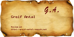 Greif Antal névjegykártya
